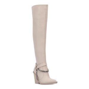 JESSICA SIMPSON Womens Ivory Comfort Langer Pointed Toe Block Heel Boots 6 M